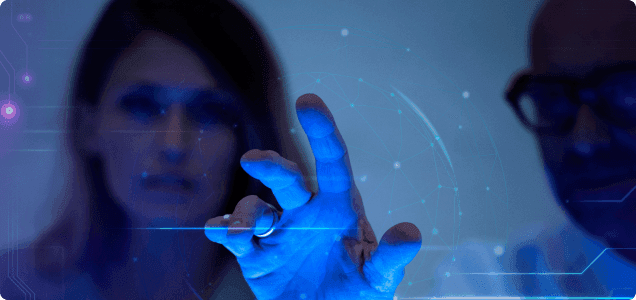 Hand interacts with hologram